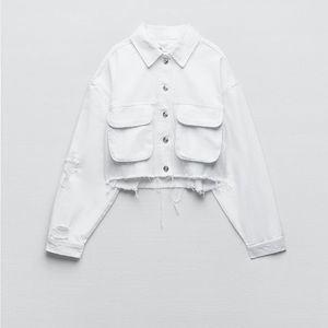 White denim cropped jacket